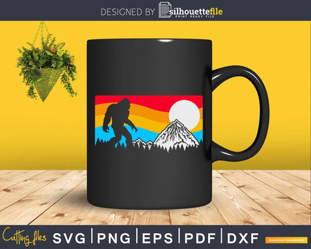 Retro Bigfoot Silhouette Rocky Mountains Svg Shirt Designs