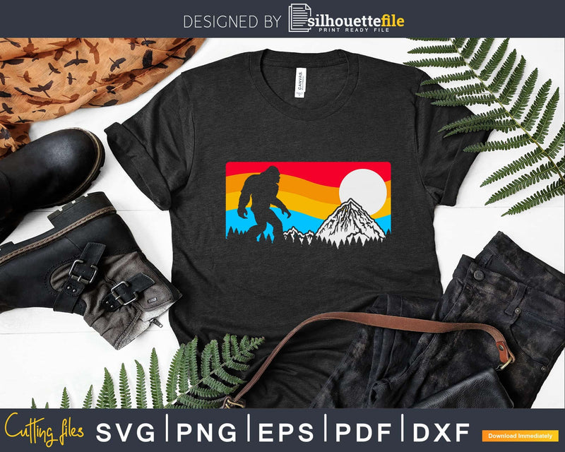 Retro Bigfoot Silhouette Rocky Mountains Svg Shirt Designs