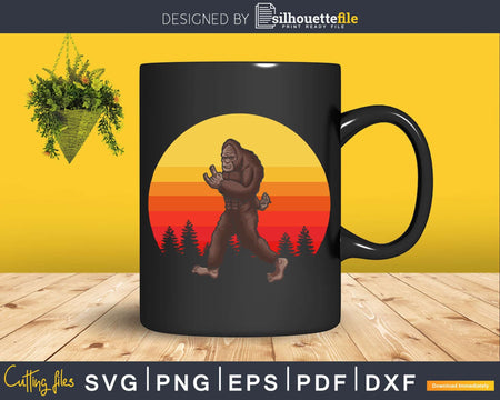 Retro Bigfoot Silhouette Sunset Vintage Svg Png Cut File