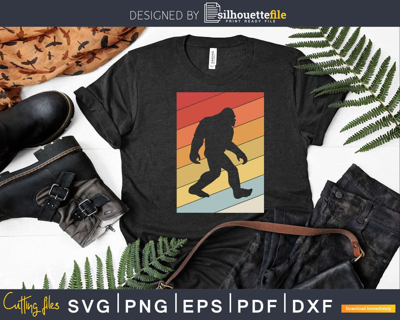 Retro Bigfoot Svg Png Shirt Design Cutting File