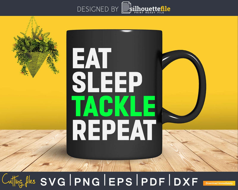 Retro Eat Sleep Tackle Repeat Offensive Lineman Svg Dxf