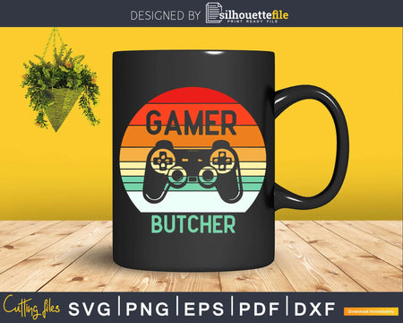 Retro Gamer Butcher Vintage Svg T-shirt Design