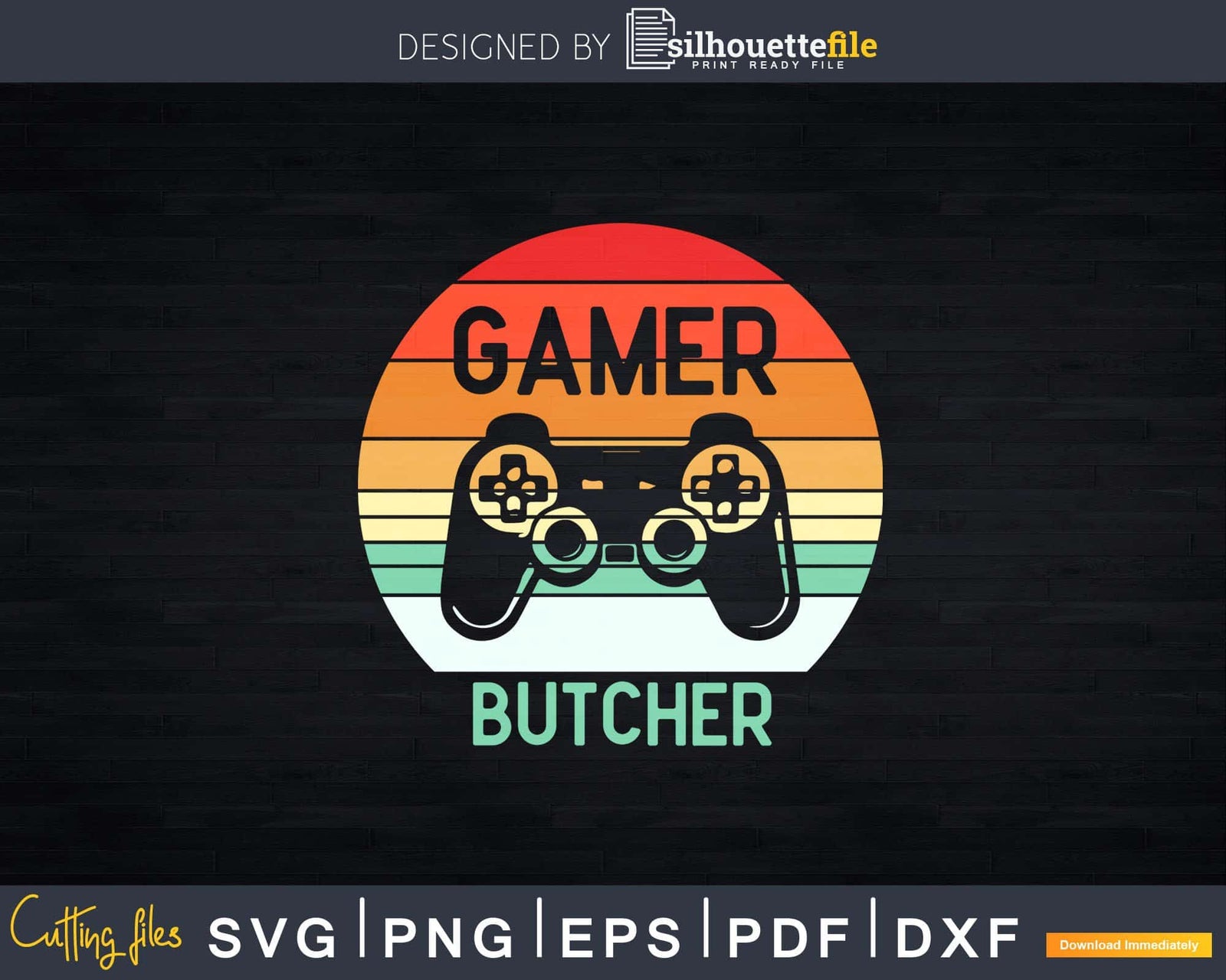 Retro Gamer Butcher Vintage Svg T-shirt Design | Silhouettefile