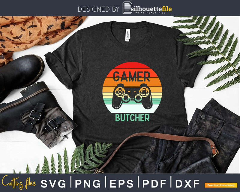 Retro Gamer Butcher Vintage Svg T-shirt Design