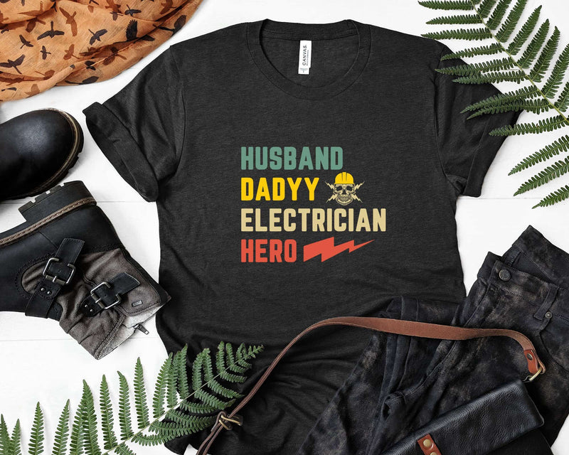 Retro Husband Daddy Electrician Hero Svg Png Files