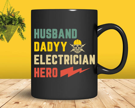 Retro Husband Daddy Electrician Hero Svg Png Files