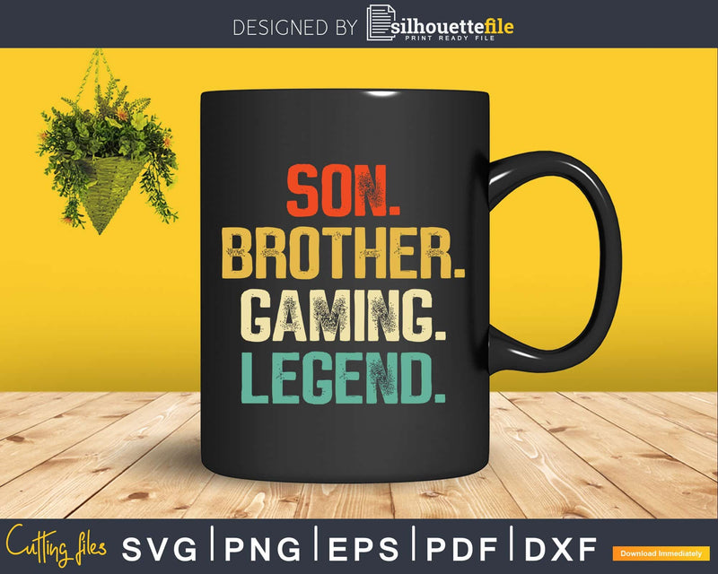 Retro Lettering Son Brother Gaming Legend Svg T-Shirt