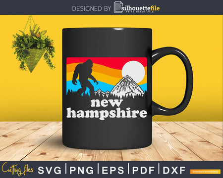 Retro New Hampshire Bigfoot Mountains Svg Shirt Designs Cut