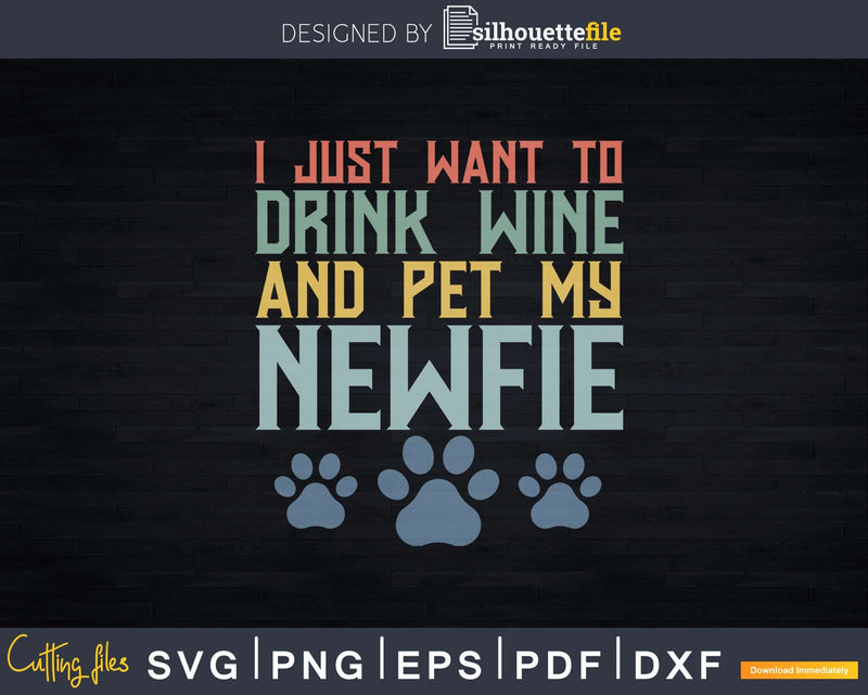 Retro Newfie Newfoundland Dog Png Svg Files For Cricut