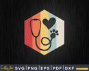 Retro Paw Print Stethoscope Veterinary Technician Svg T