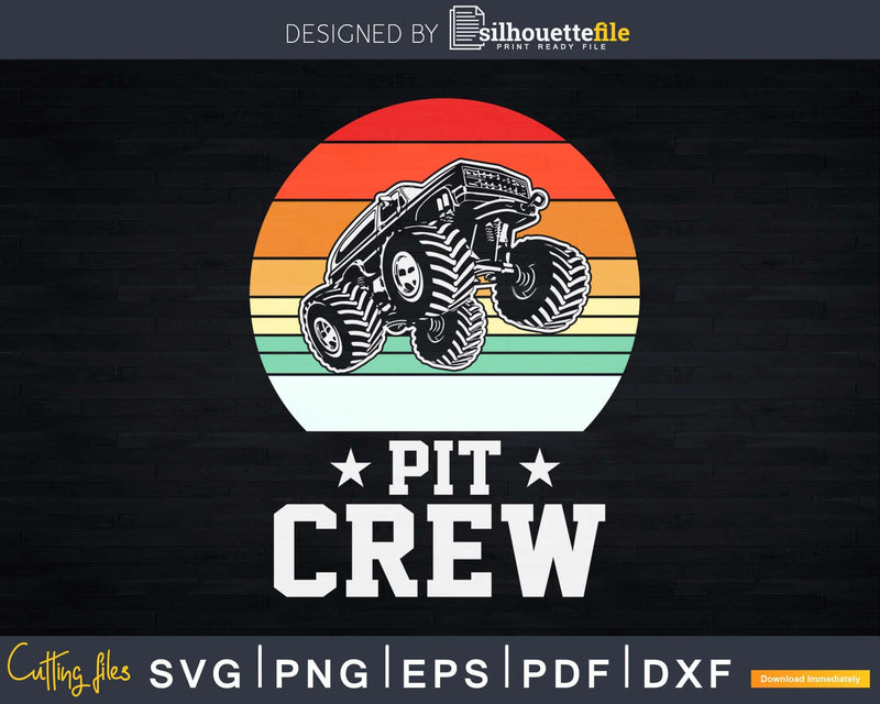 Retro Pit Crew Monster Trucks Svg T-shirt Design Files