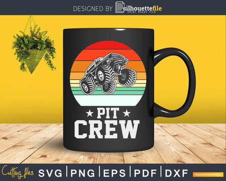 Retro Pit Crew Monster Trucks Svg T-shirt Design Files