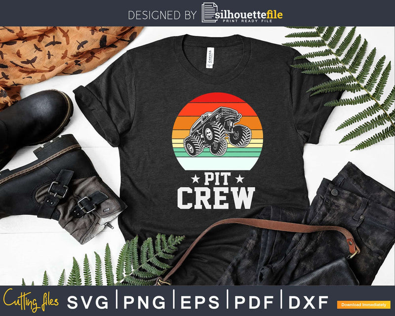 Retro Pit Crew Monster Trucks Svg T-shirt Design Files