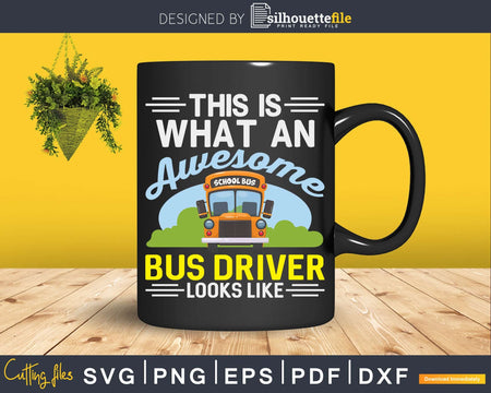 Retro School Bus Driver Graphic gift design Svg Design Cut