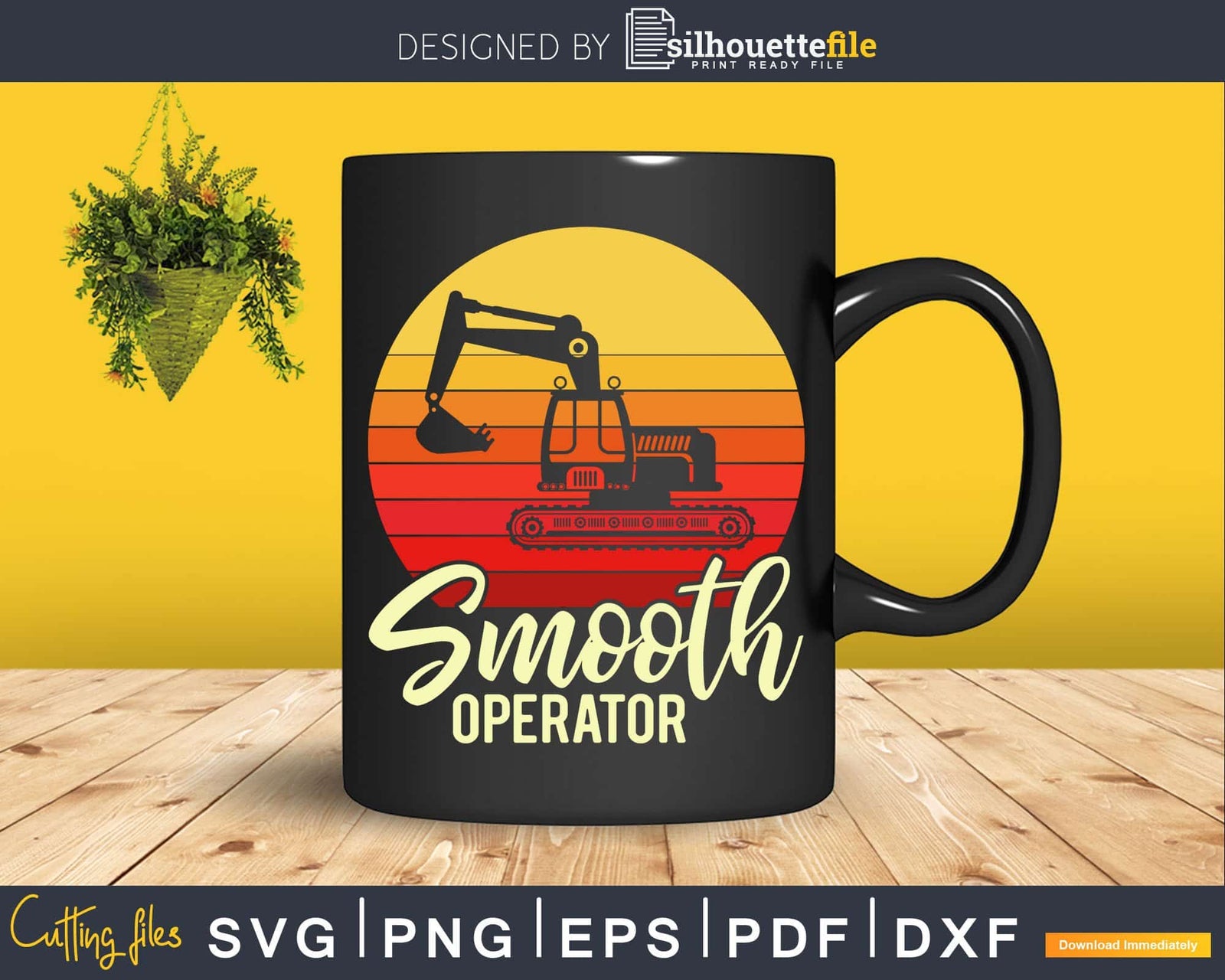Retro Smooth Excavator Operator Svg Dxf Png Cut Files | SilhouetteFile