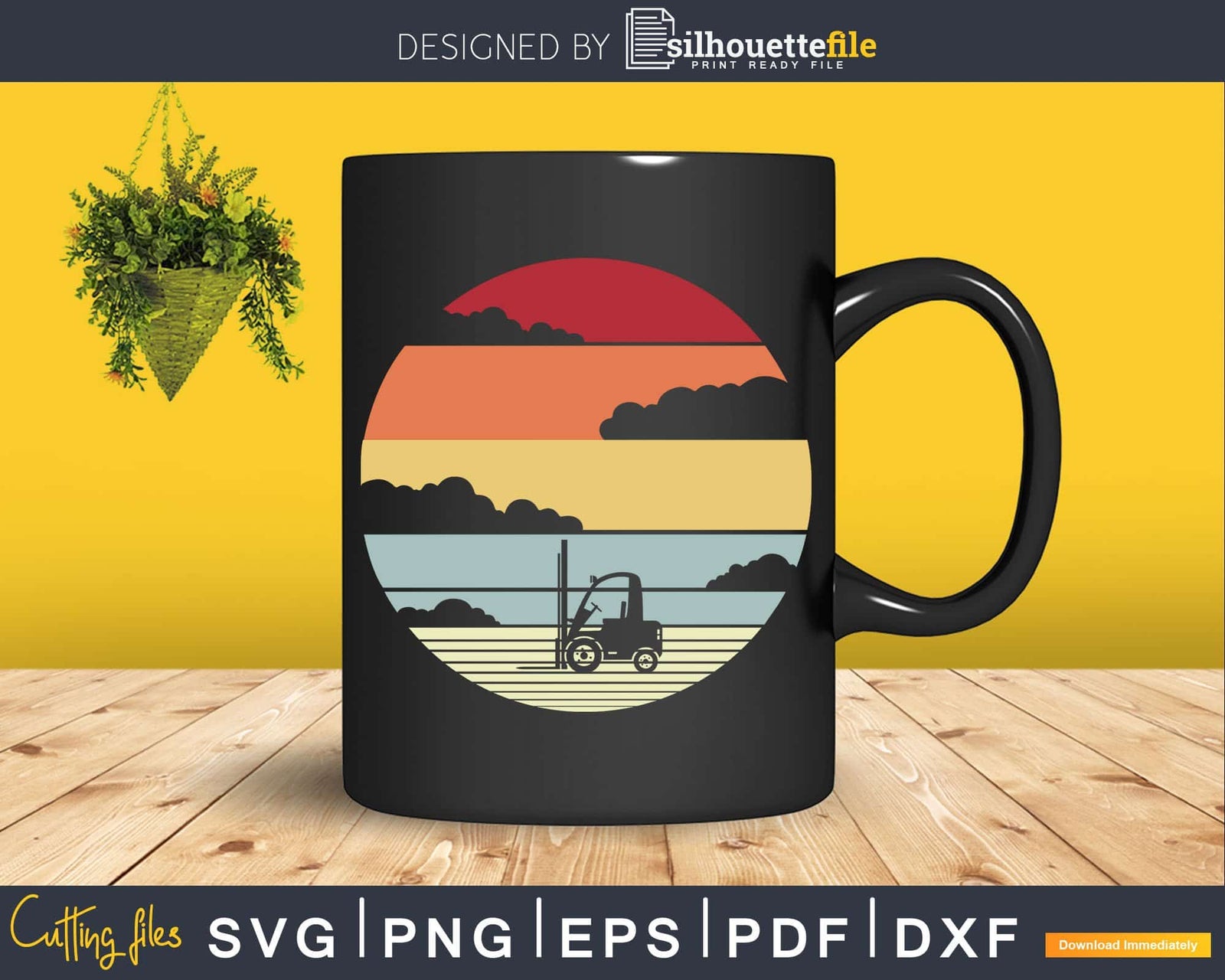 Retro Style Forklift warehouse workers Svg Png Cricut Cut | Silhouettefile