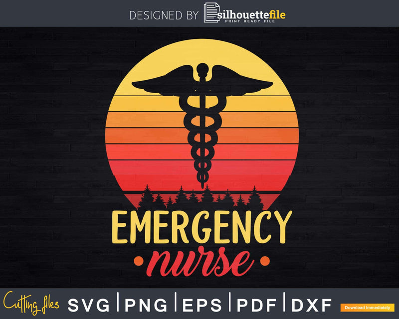 Retro Sunset Emergency Room Nurse ER Svg Design For Crafting