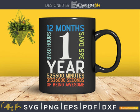 Retro Vintage 1 Year Old Classic 1st Birthday 12 Months Svg
