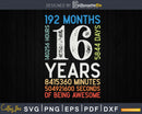 Retro Vintage 16 Years Old Classic 16th Birthday 192 Months