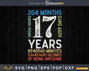 Retro Vintage 17 Years Old Classic 17th Birthday 204 Months