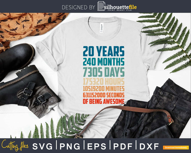Retro Vintage 20 Years Old Classic 20th Birthday 240 Months