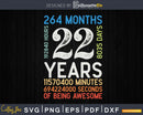 Retro Vintage 22 Years Old Classic 22nd Birthday 264 Months