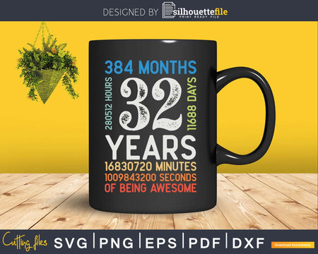 Retro Vintage 32 Years Old Classic 32nd Birthday 384 Months
