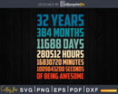 Retro Vintage 32 Years Old Classic 32nd Birthday 384 Months