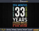 Retro Vintage 33 Years Old Classic 33rd Birthday 396 Months