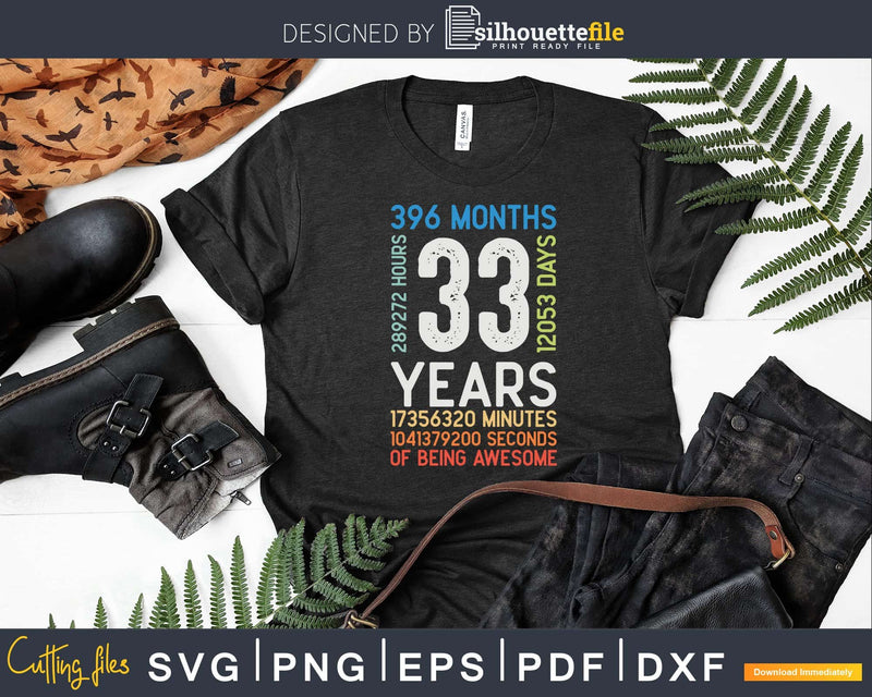 Retro Vintage 33 Years Old Classic 33rd Birthday 396 Months