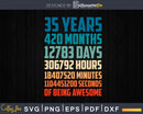 Retro Vintage 35 Years Old Classic 35th Birthday 420 Months