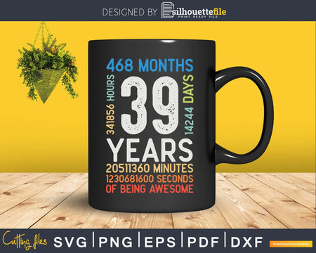 Retro Vintage 39 Years Old Classic 39th Birthday 468 Months