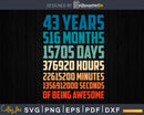 Retro Vintage 43 Years Old Classic 43rd Birthday 516 Months