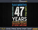 Retro Vintage 47 Years Old Classic 47th Birthday 564 Months