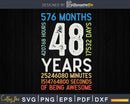 Retro Vintage 48 Years Old Classic 48th Birthday 576 Months
