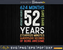 Retro Vintage 52 Years Old Classic 52nd Birthday 624 Months
