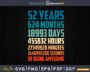 Retro Vintage 52 Years Old Classic 52nd Birthday 624 Months