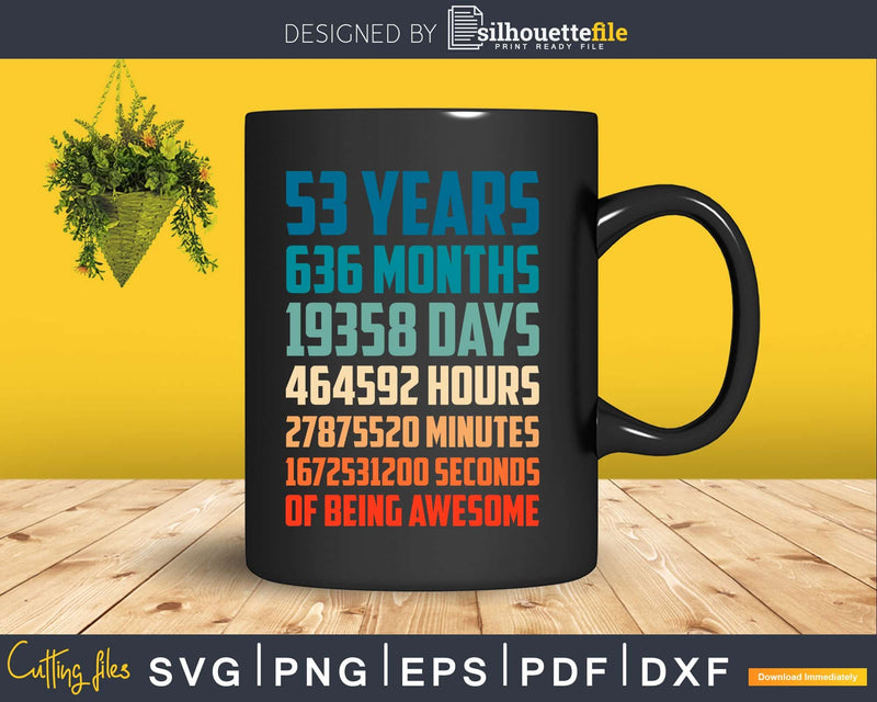 Retro Vintage 53 Years Old Classic 53rd Birthday 636 Months