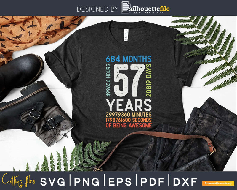 Retro Vintage 57 Years Old Classic 57th Birthday 684 Months