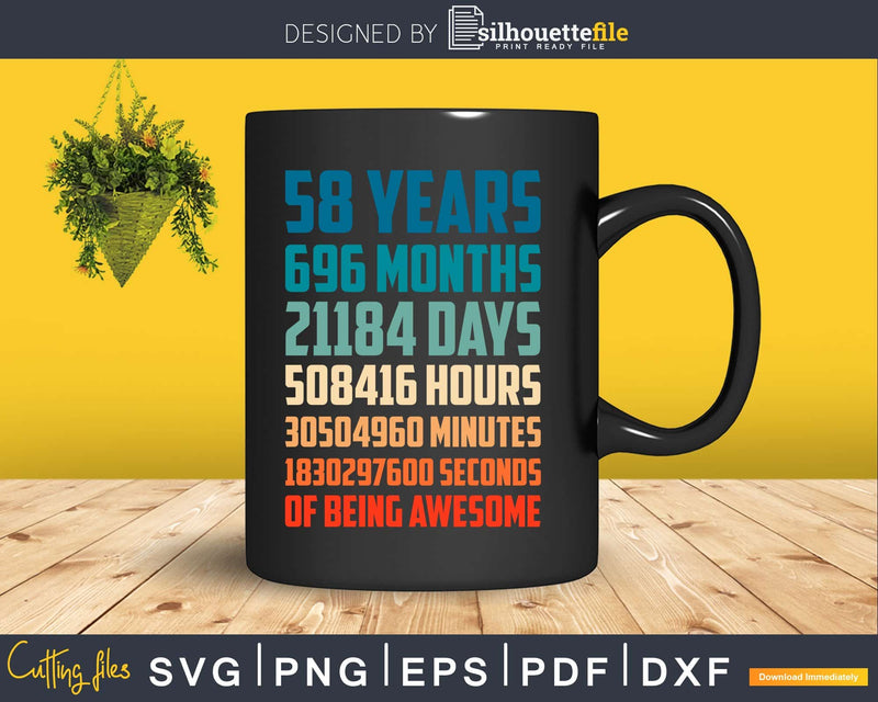 Retro Vintage 58 Years Old Classic 58th Birthday 696 Months