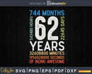 Retro Vintage 62 Years Old Classic 62nd Birthday 744 Months