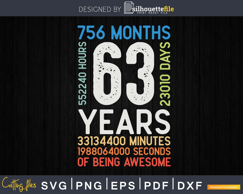 Retro Vintage 63 Years Old Classic 63rd Birthday 756 Months