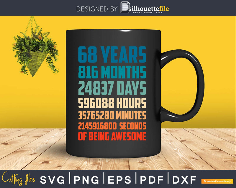 Retro Vintage 68 Years Old Classic 68th Birthday 816 Months