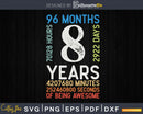 Retro Vintage 8 Years Old Classic 8th Birthday 96 Months