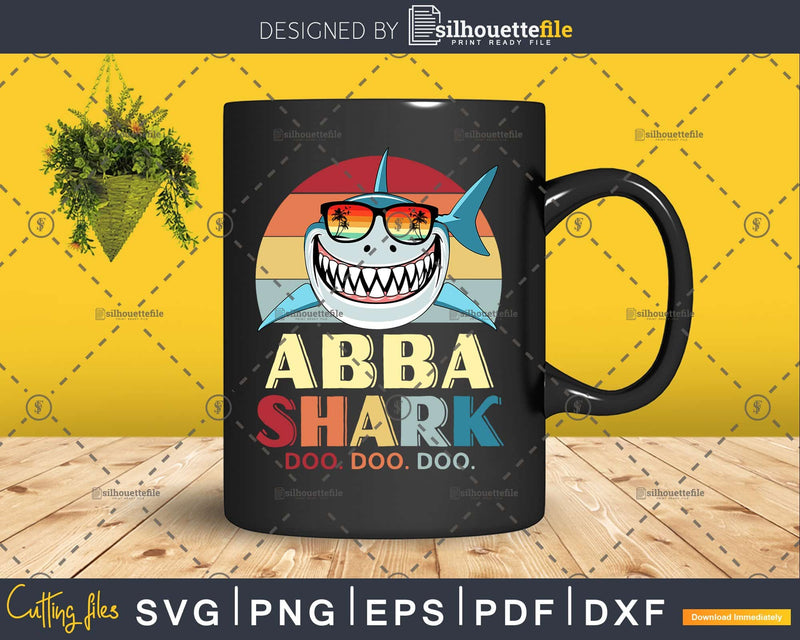 Retro Vintage Abba Shark Fathers Day Svg Png T-shirt Design