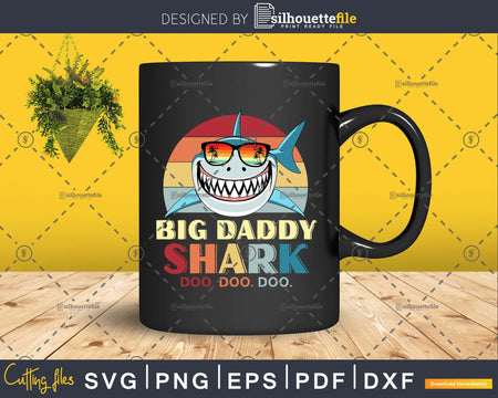 Retro Vintage Big Daddy Shark Fathers Day Shirt Svg Png