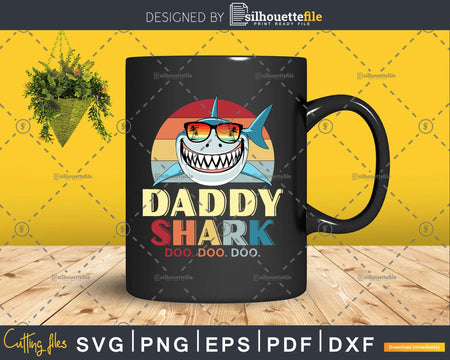 Retro Vintage Daddy Baby Shark Funny Birthday Shirt Svg Png