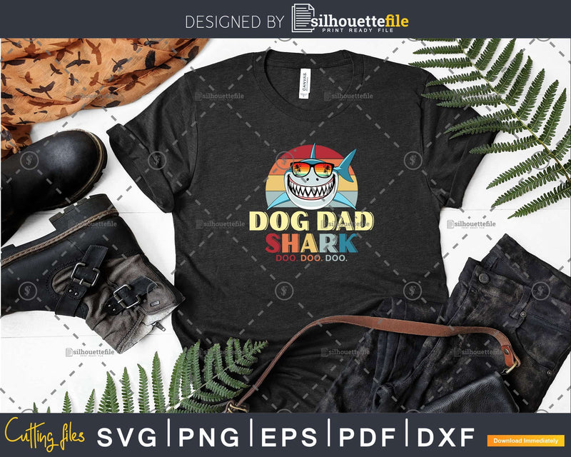 Retro Vintage Dog Dad Shark Funny Birthday Shirt Svg Png