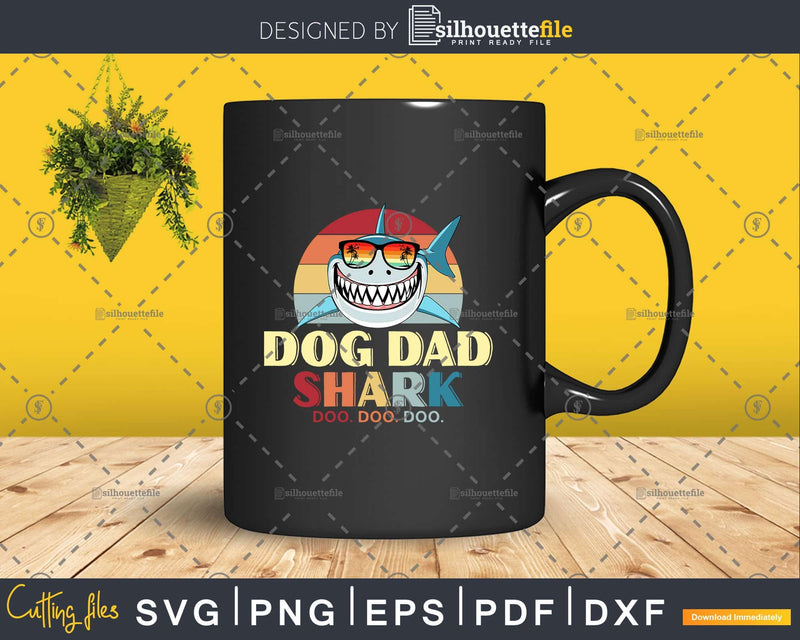 Retro Vintage Dog Dad Shark Funny Birthday Shirt Svg Png