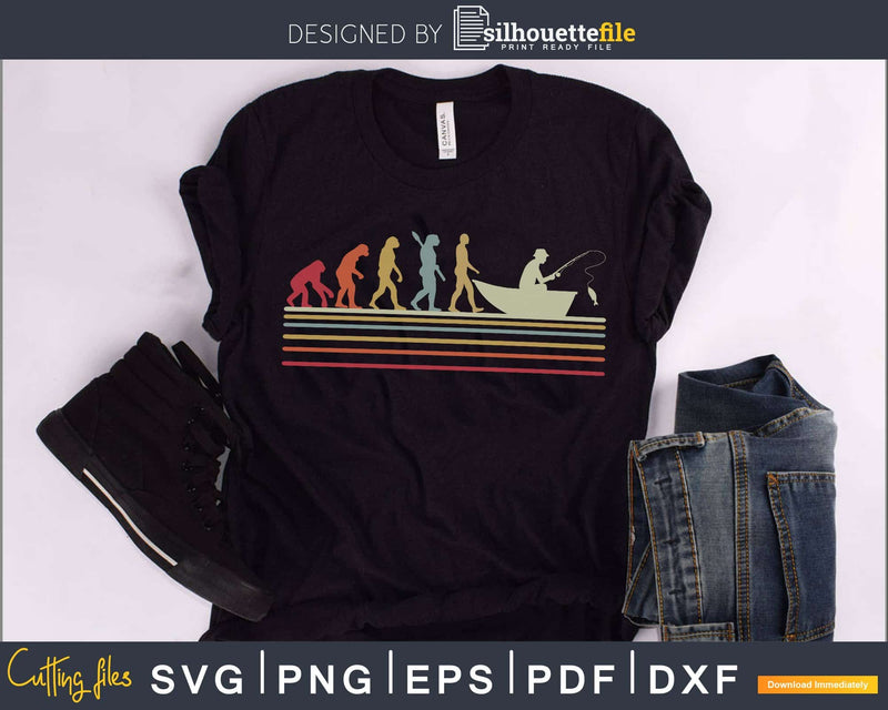 Retro vintage Fisherman Fishing Evolution cricut svg png
